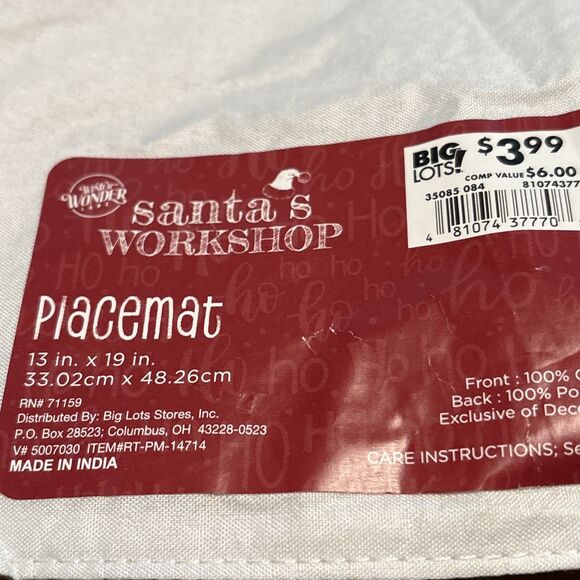 New 6 Santa Placemats Size 13” By 19” - Picture 3 of 4
